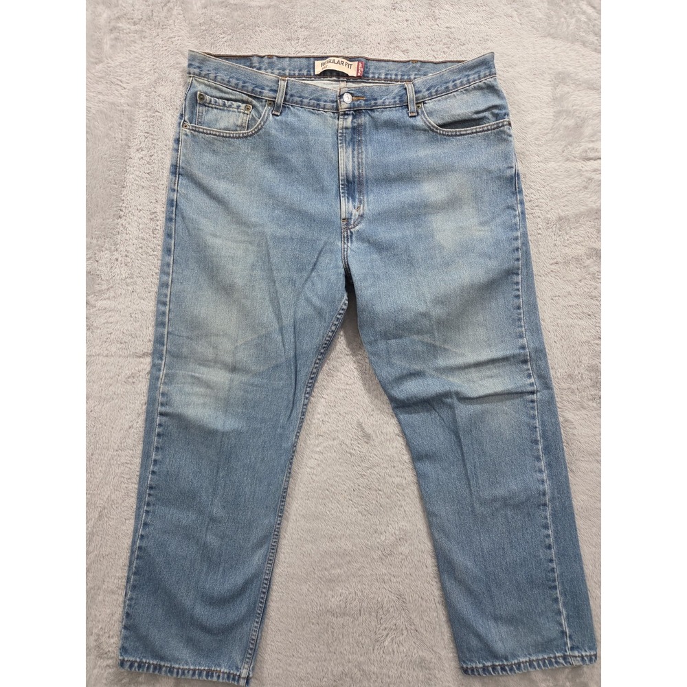 Levis 505 Mens Jeans 42x30 Regular Mid Rise Straight Fit Blue Denim 00505-4891